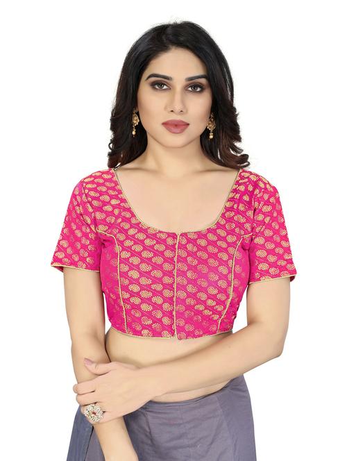 women pink self design stitched blouse - 20168360 - Standard Image - 0