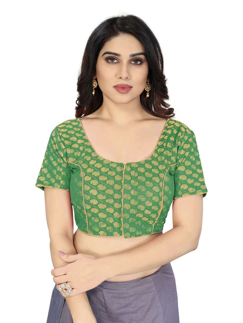 women green self design stitched blouse