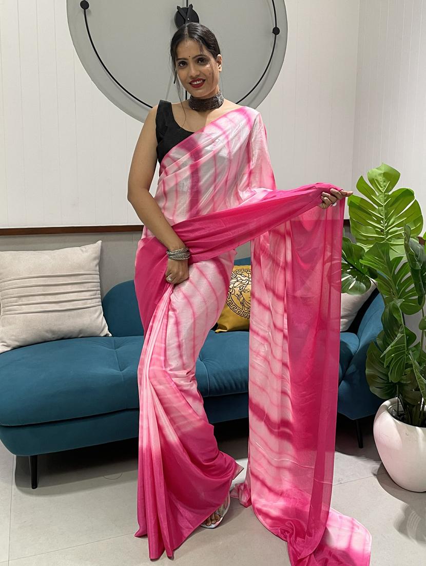 women's tie & dye pink colored saree with blouse - 20168764 - Zoom Image - 0