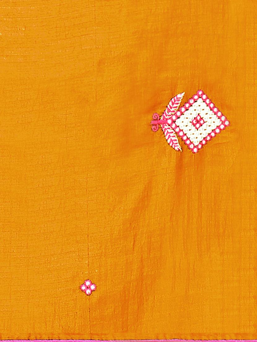 mustard embroidered saree with blouse - 20168871 - Standard Image - 2