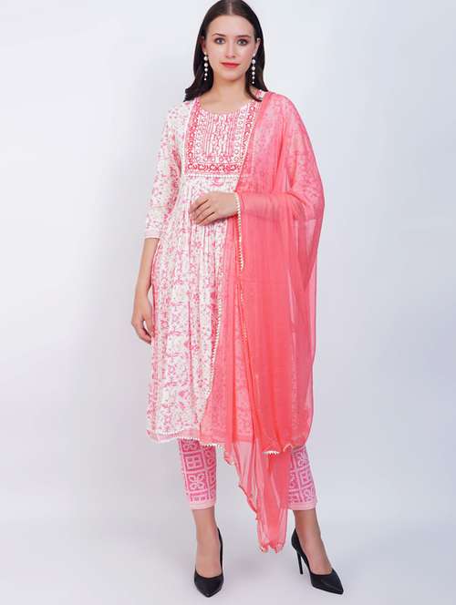 printed kurta pant set with dupatta - 20168965 - Standard Image - 0