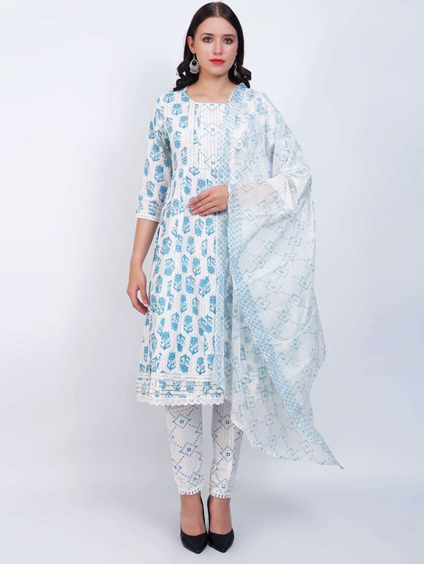 printed kurta pant set with dupatta  