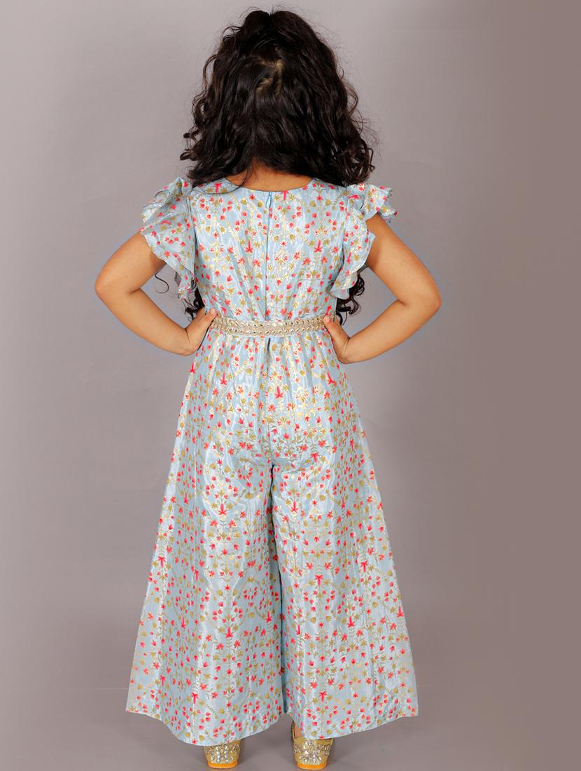 blue florals printed full length jumpsuit - 20169057 - Standard Image - 2