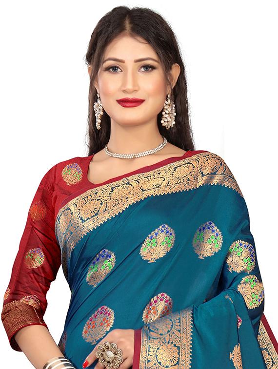 self design banarasi saree with blouse - 20169175 - Standard Image - 2