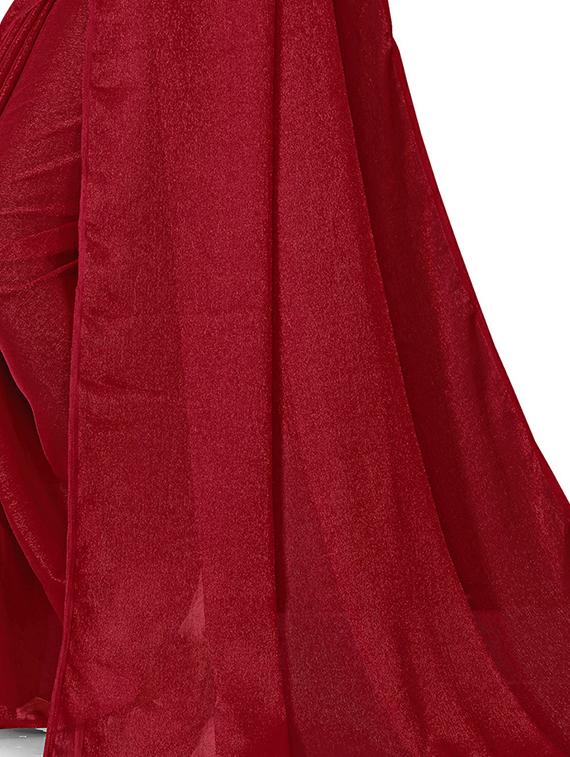 maroon solid saree with blouse - 20169331 - Standard Image - 2