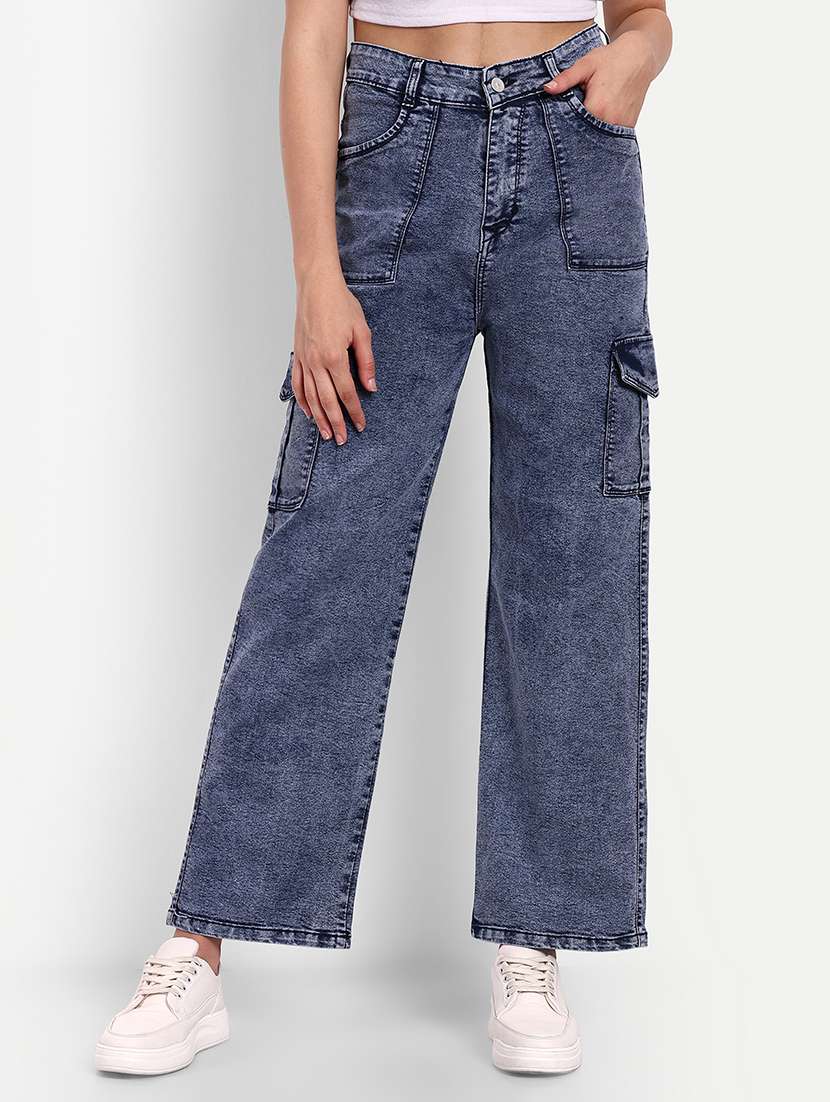 women's plain blue cargos