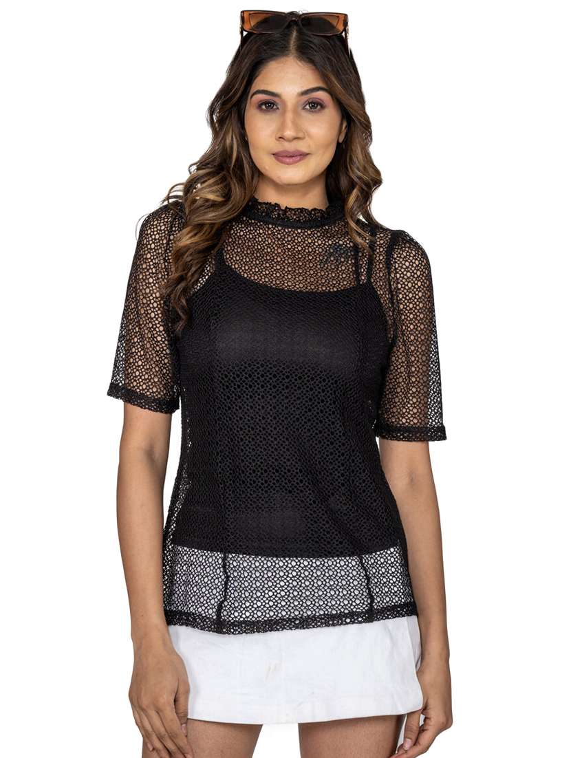 women's straight mock neck top