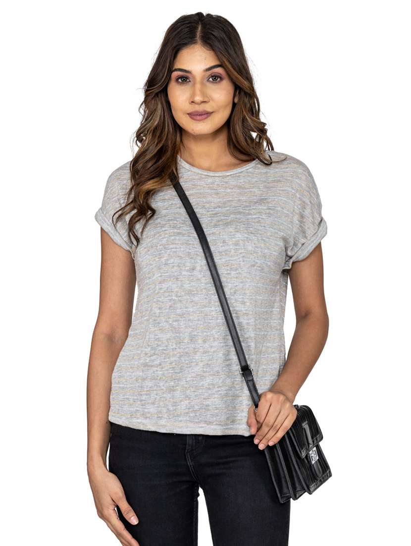 women's straight round neck top