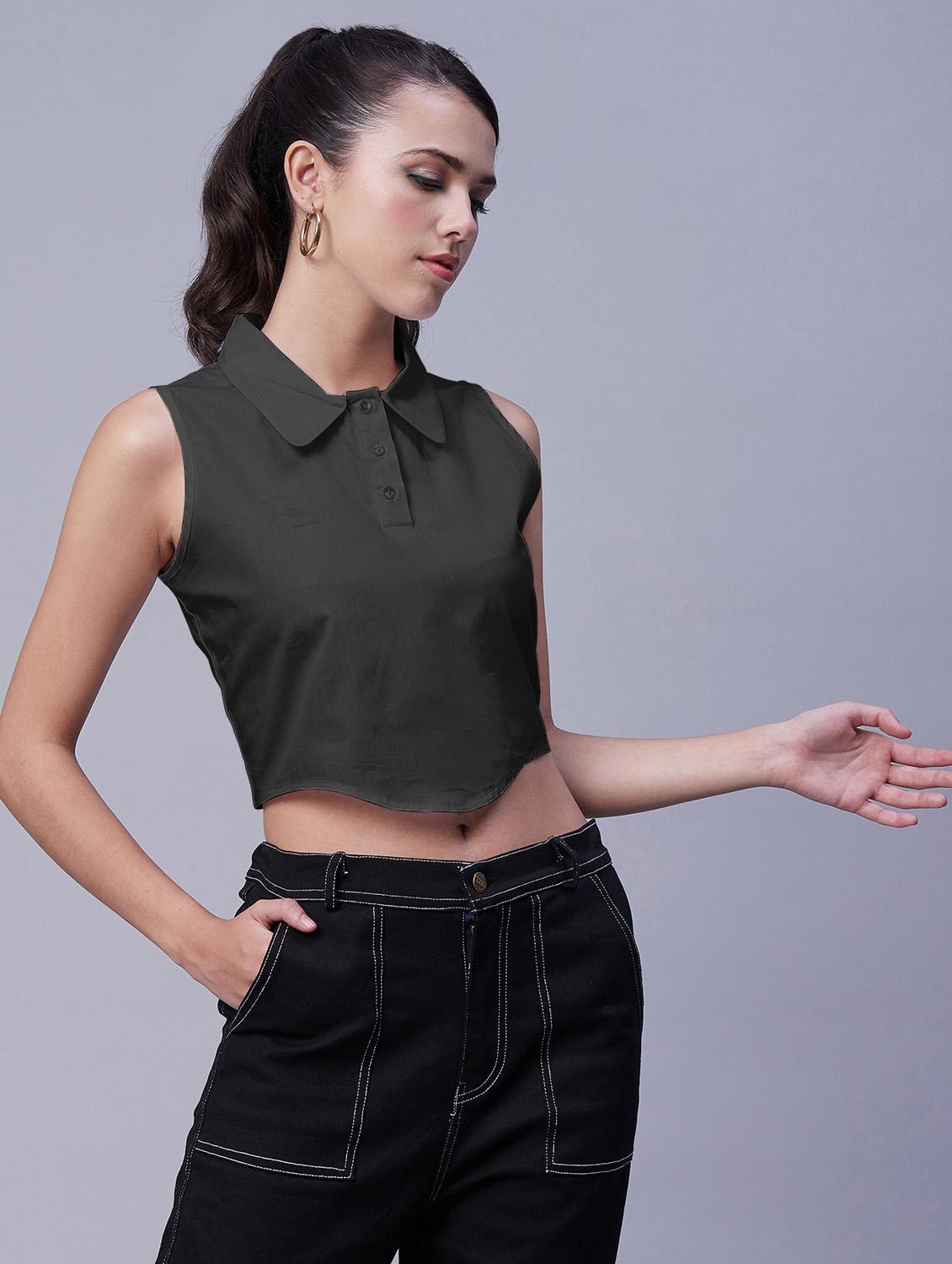 women's crop collared top - 20171126 - Standard Image - 2