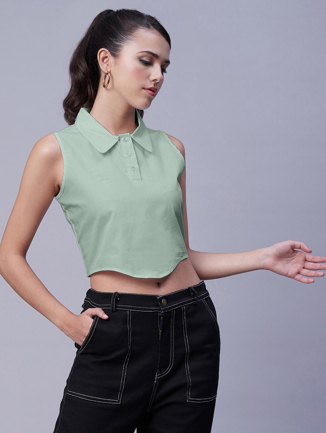 women's crop collared top - 20171127 - Standard Image - 2