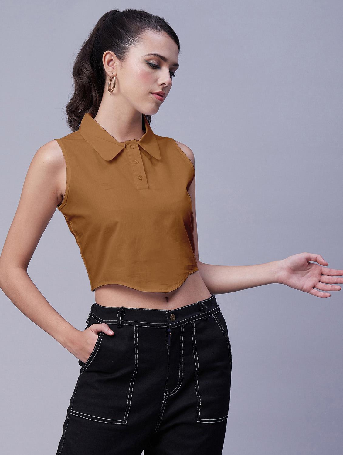 women's crop collared top - 20171130 - Standard Image - 2