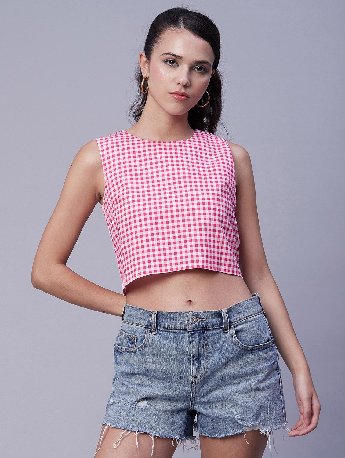 women's crop crew neck top - 20171136 - Zoom Image - 0