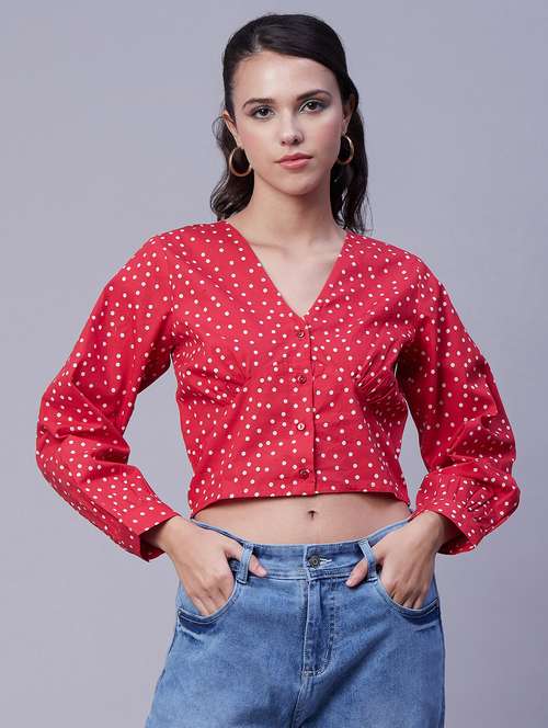 women's crop v neck top - 20171139 -  Standard Image - 0