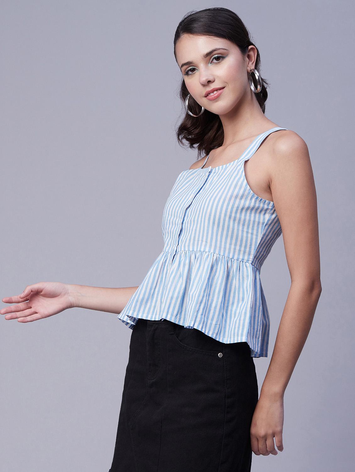 women's peplum shoulder strap top - 20171154 - Standard Image - 2