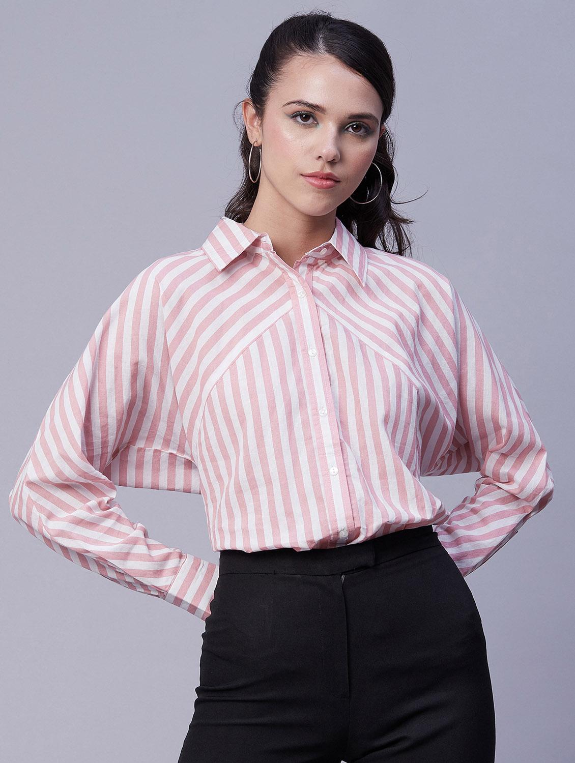 pink striped regular shirt - 20171156 - Zoom Image - 0