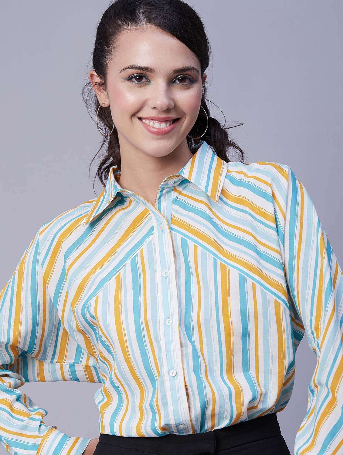 women striped regular shirt - 20171160 - Standard Image - 2