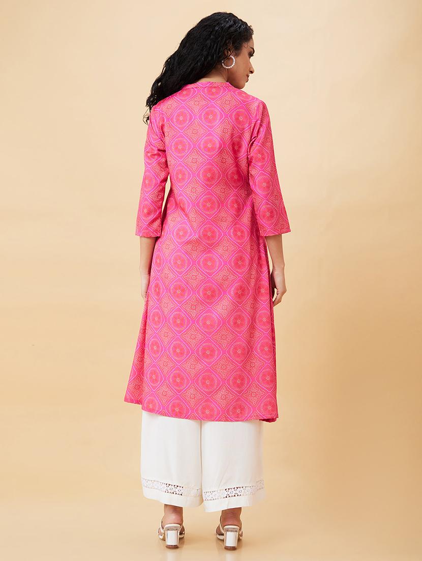 women pink polyester a-line kurta - 20171174 - Standard Image - 2