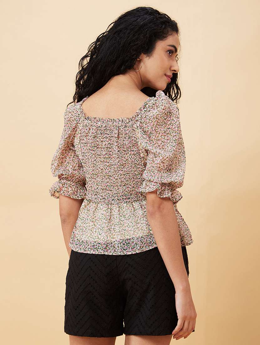 multicolored floral printed regular top - 20171186 -  Standard Image - 2