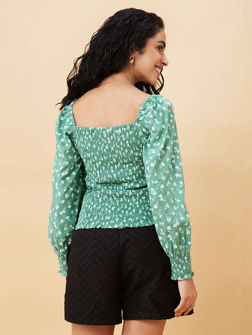 women green viscose regular top - 20171187 -  Standard Image - 2