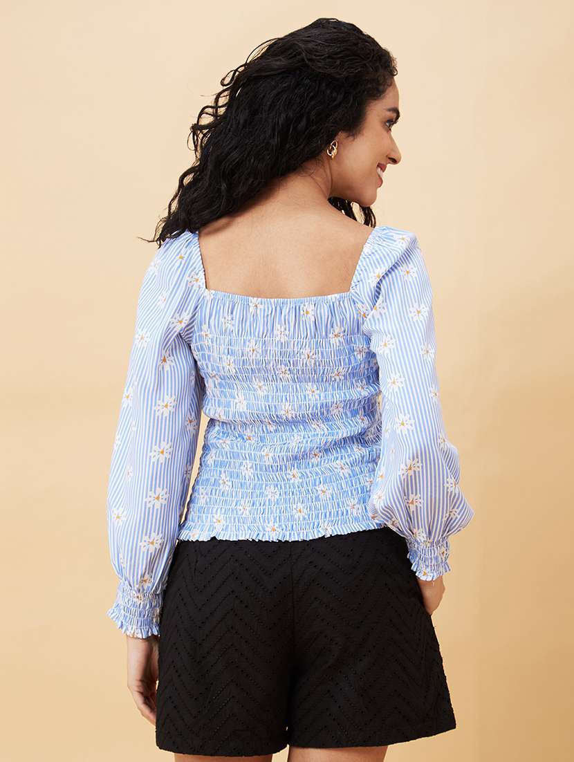 women light blue viscose regular top - 20171188 -  Standard Image - 2