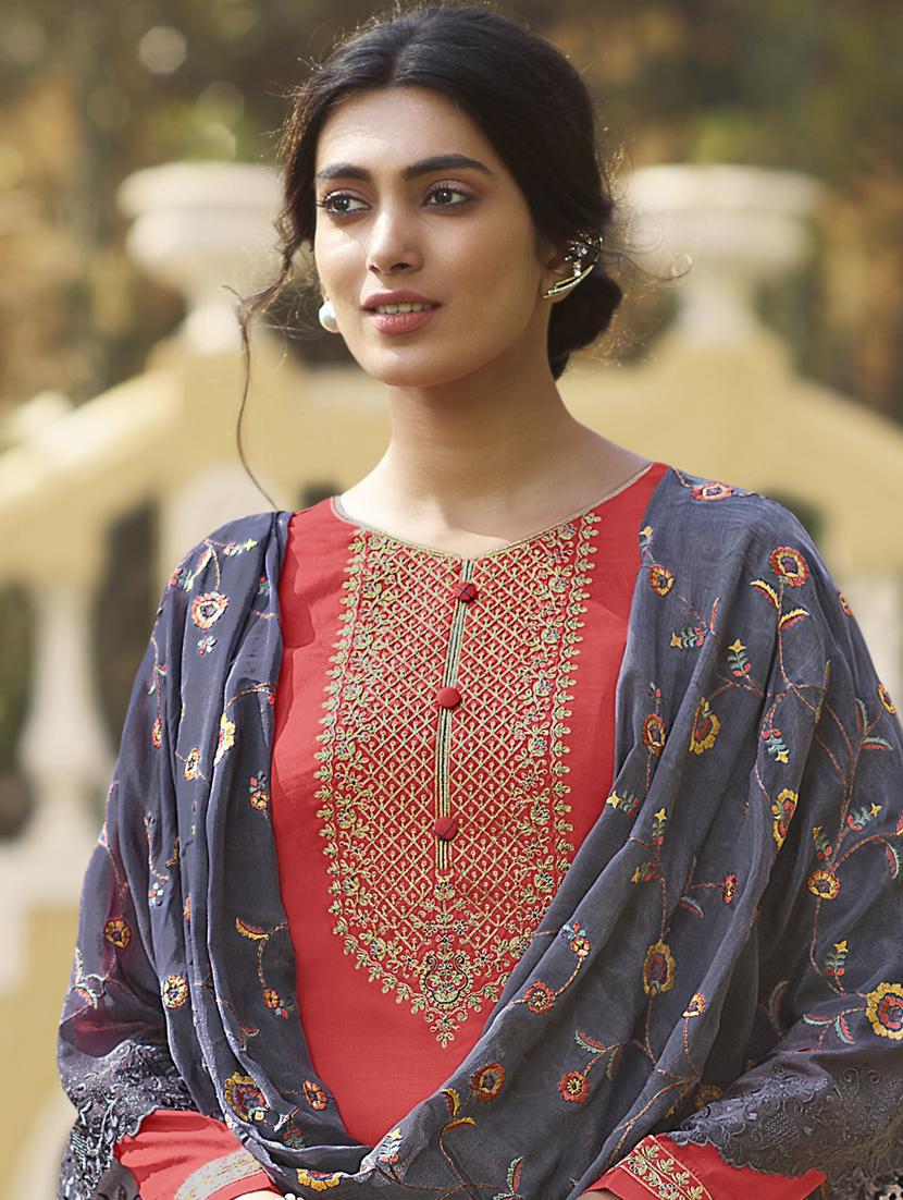 embroidered unstitched suit set - 20171388 - Standard Image - 2