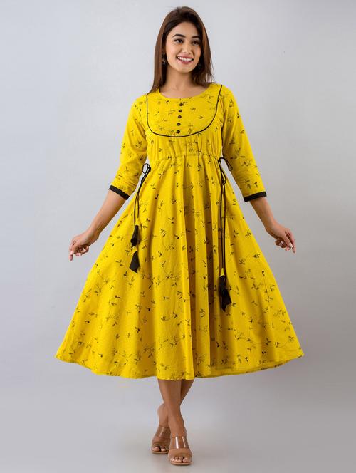 round neck printed anarkali kurta - 20171454 - Standard Image - 0