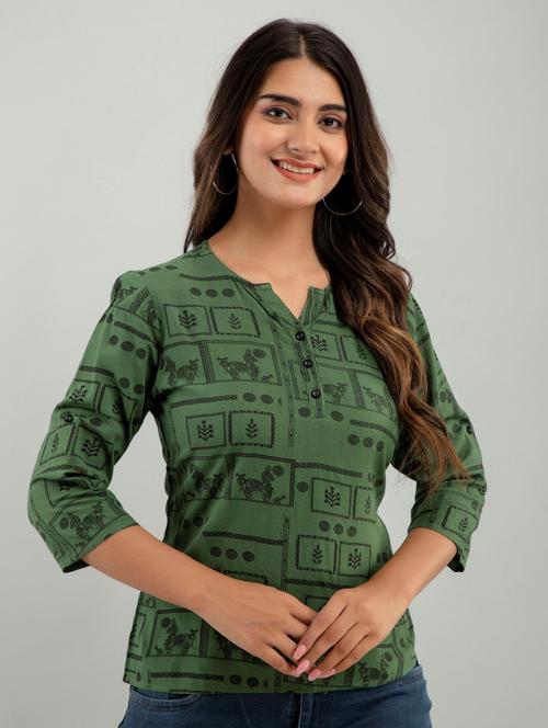 round neck printed regular top - 20171477 - Standard Image - 0
