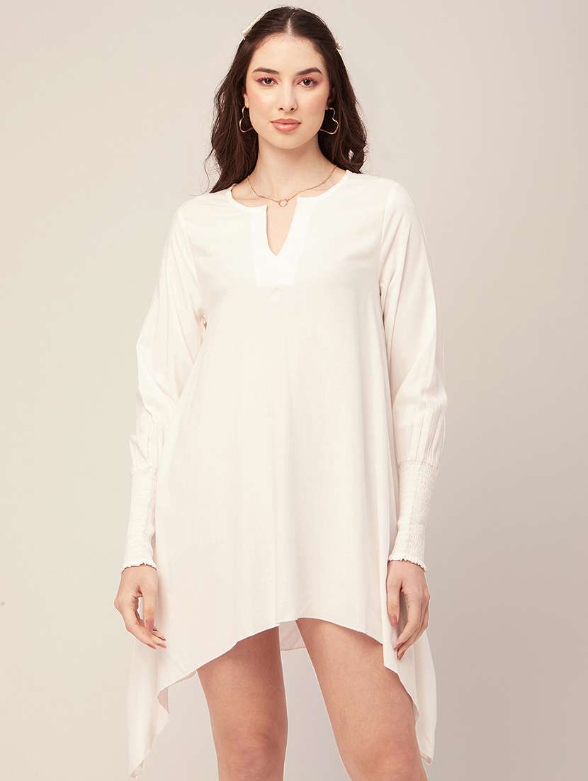 women's asymmetric solid dress