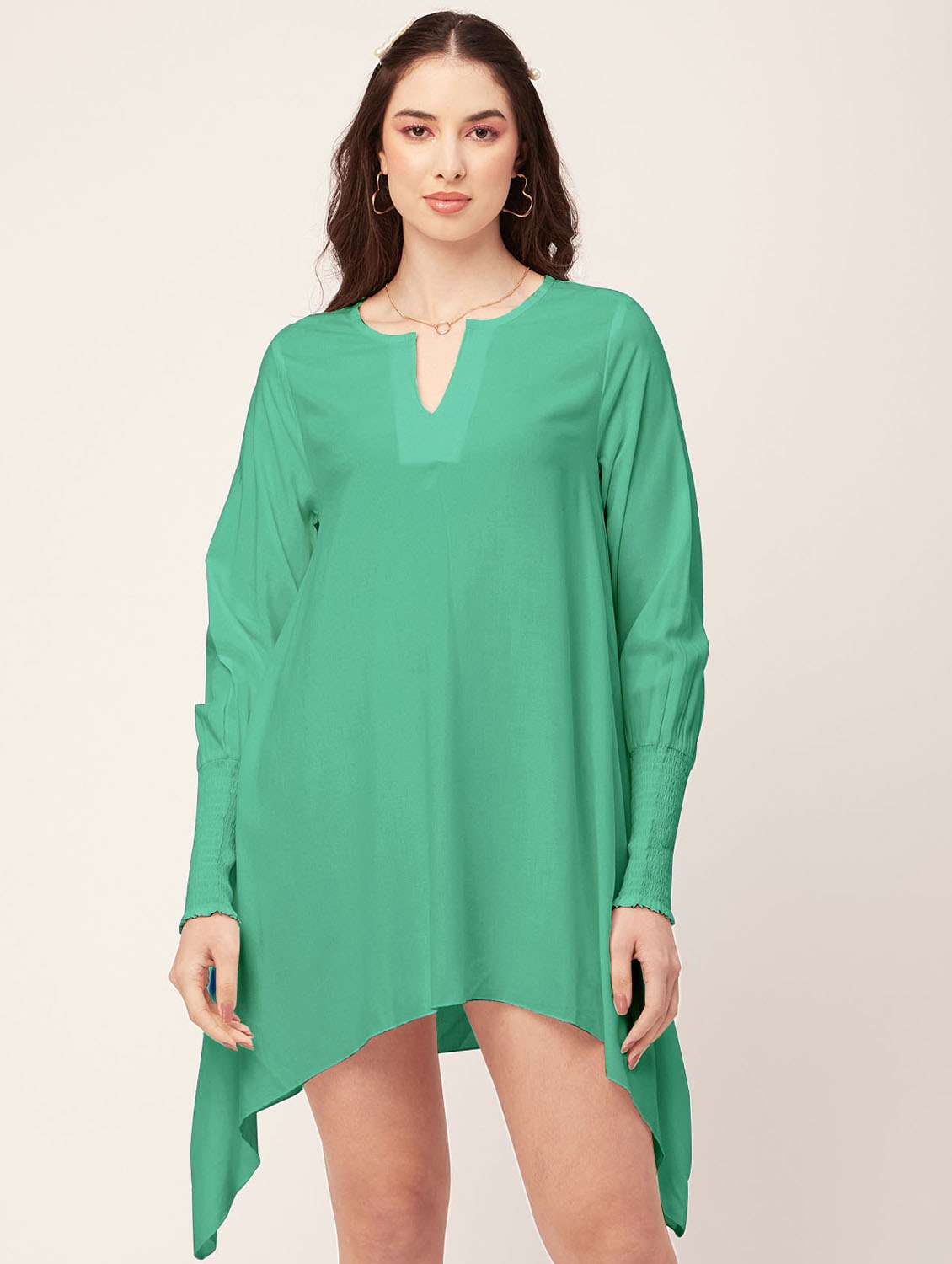 women's asymmetric solid dress