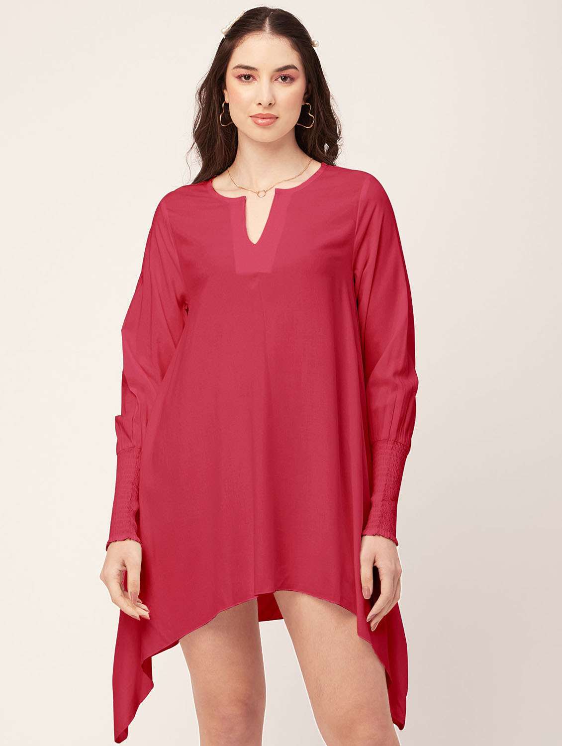 women's asymmetric solid dress