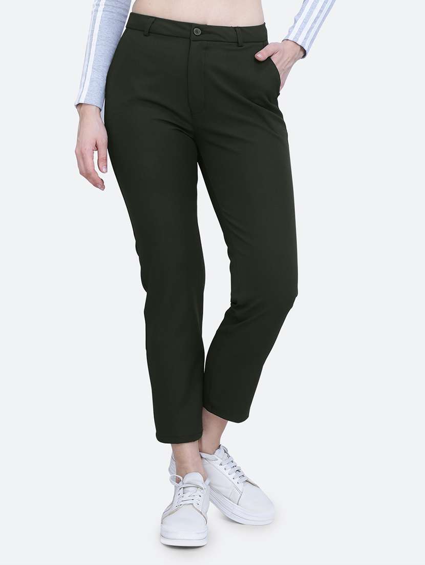solid ankle length cigarette pant