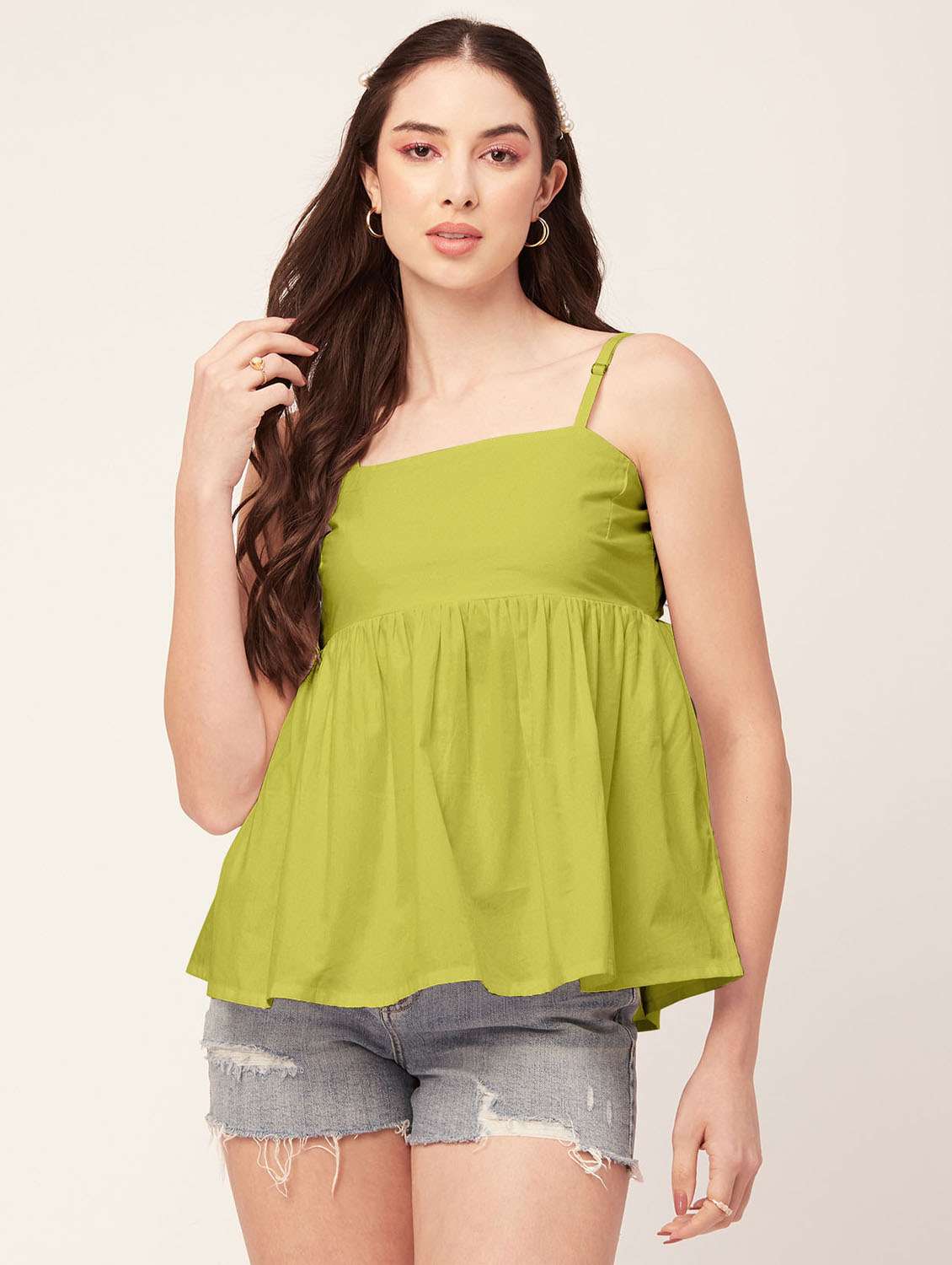 women's peplum shoulder strap top