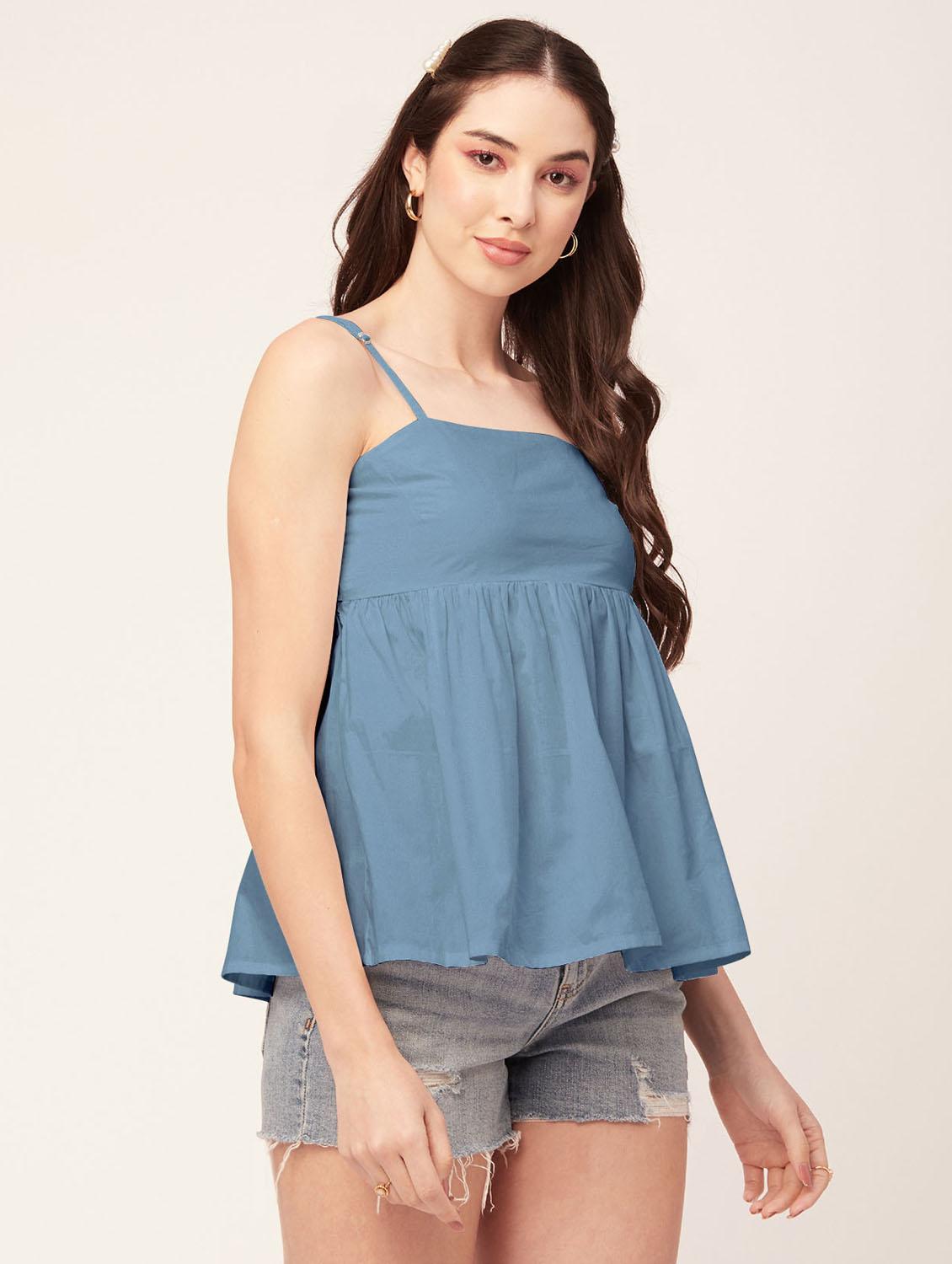 women's peplum shoulder strap top - 20172190 - Standard Image - 2