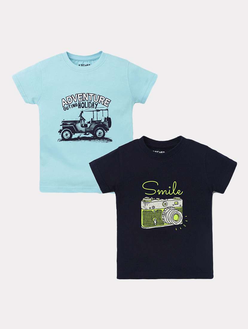 pack of 2 printed round neck t-shirt