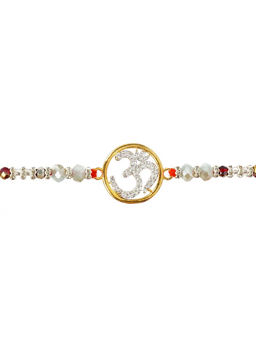 gold plated cotton mauli rakhi - 20172708 - Standard Image - 2
