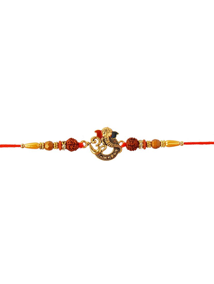 gold plated cotton mauli rakhi - 20172711 - Standard Image - 2