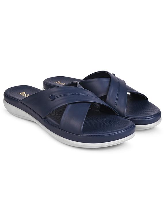 navy blue solid slip-on sandal - 20173626 - Standard Image - 2