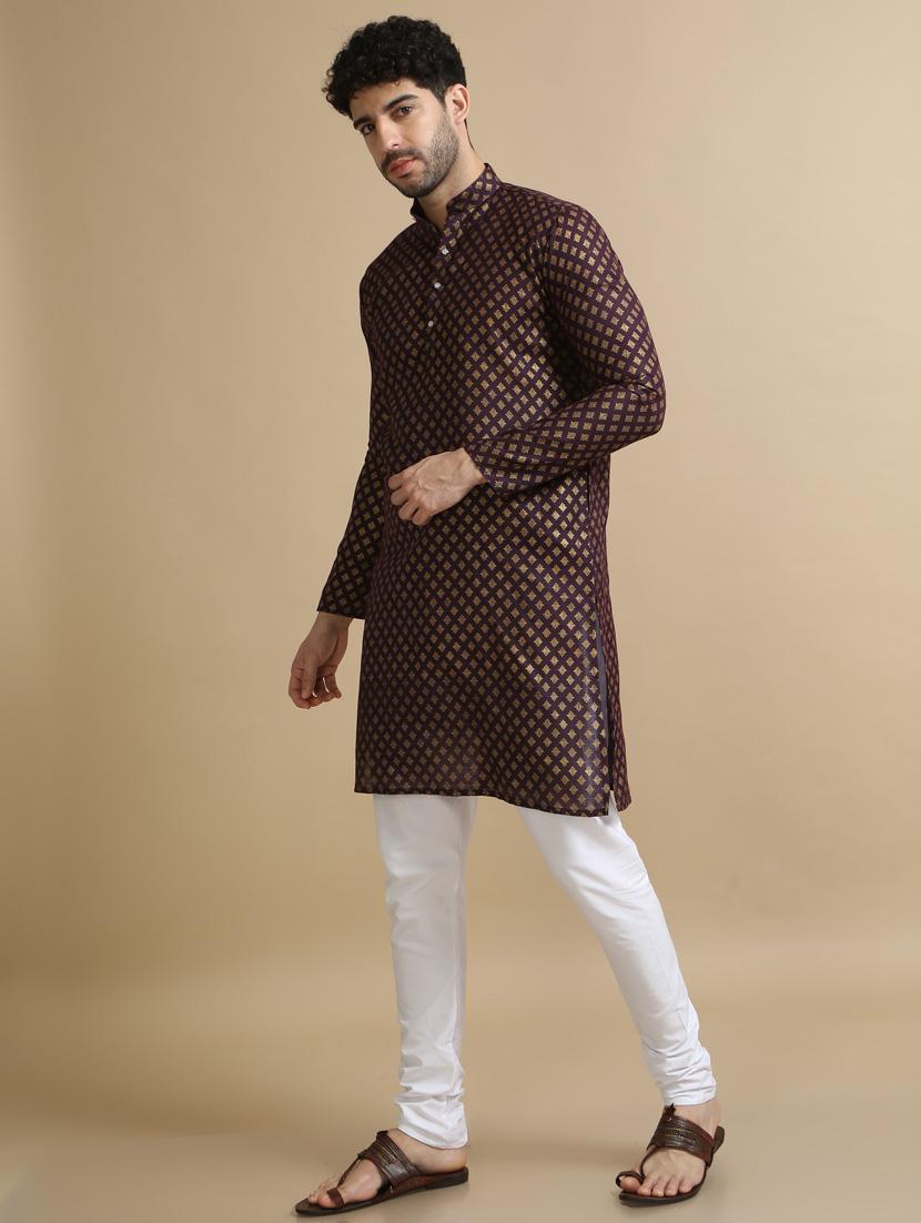 foil printed cotton kurta pyjama - 20174314 - Standard Image - 2