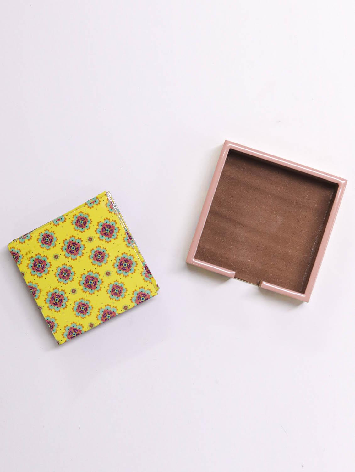 exquisite mdf coasters set of 6 with elegant wooden case - ambbi collections" - 20174323 - Standard Image - 2