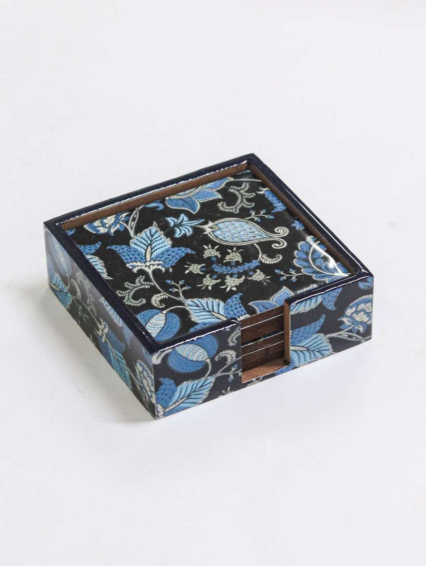 exquisite mdf coasters set of 6 with elegant wooden case - ambbi collections" - 20174326 -  Standard Image - 2