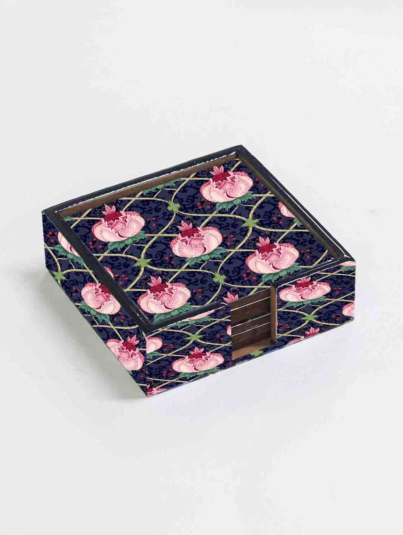 exquisite mdf coasters set of 6 with elegant wooden case - ambbi collections" - 20174334 -  Standard Image - 2