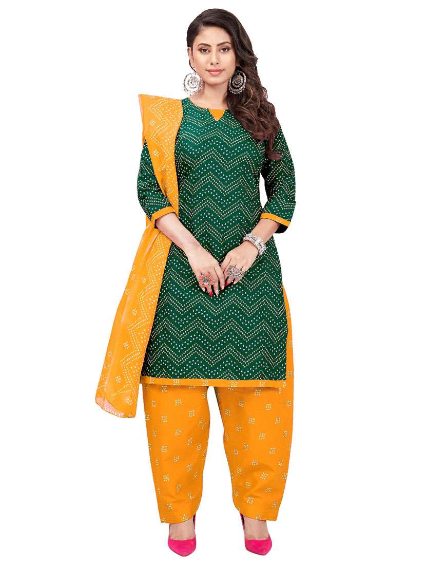 printed unstitched patiyala suit set