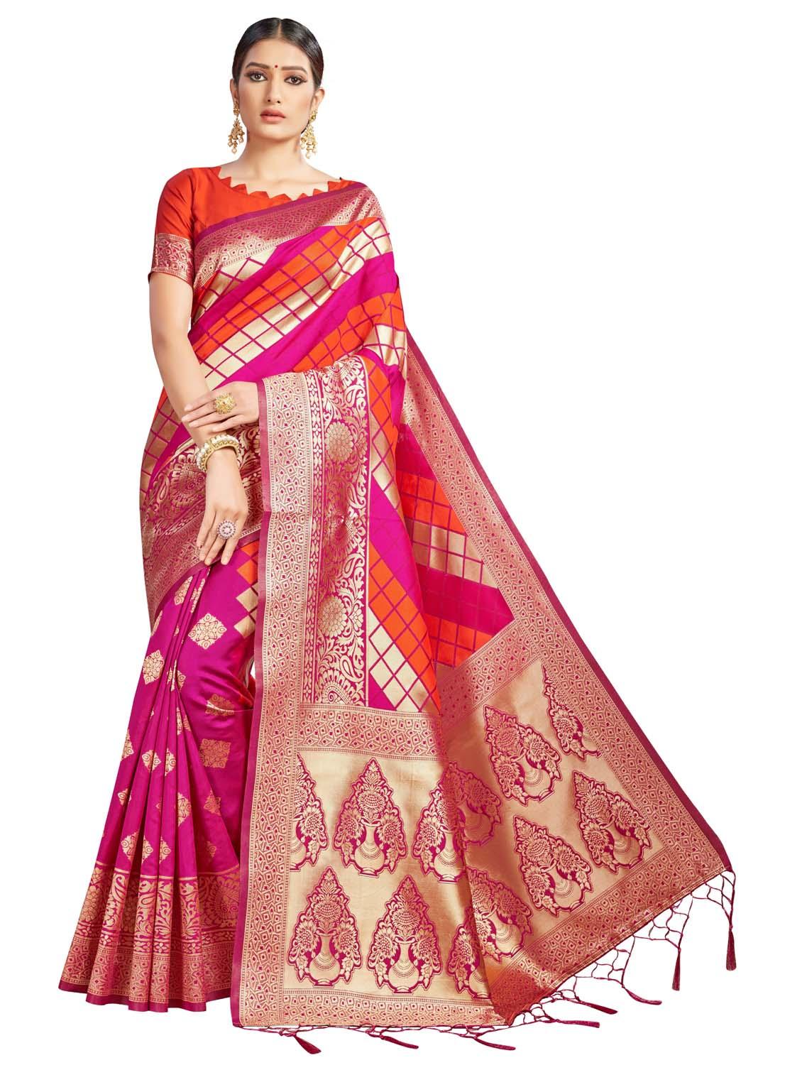 self design banarasi saree with blouse - 20175493 - Zoom Image - 0