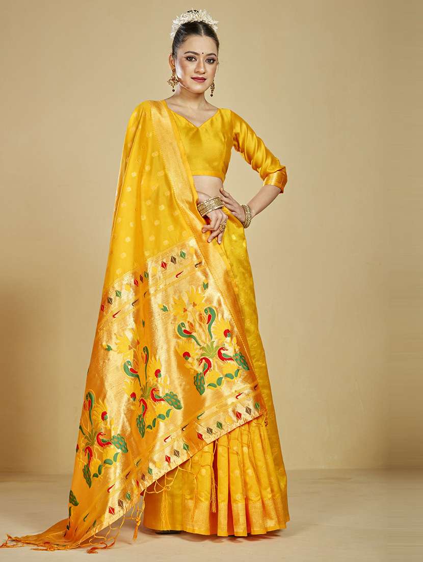 women's self design yellow colored saree with blouse - 20175629 -  Standard Image - 2