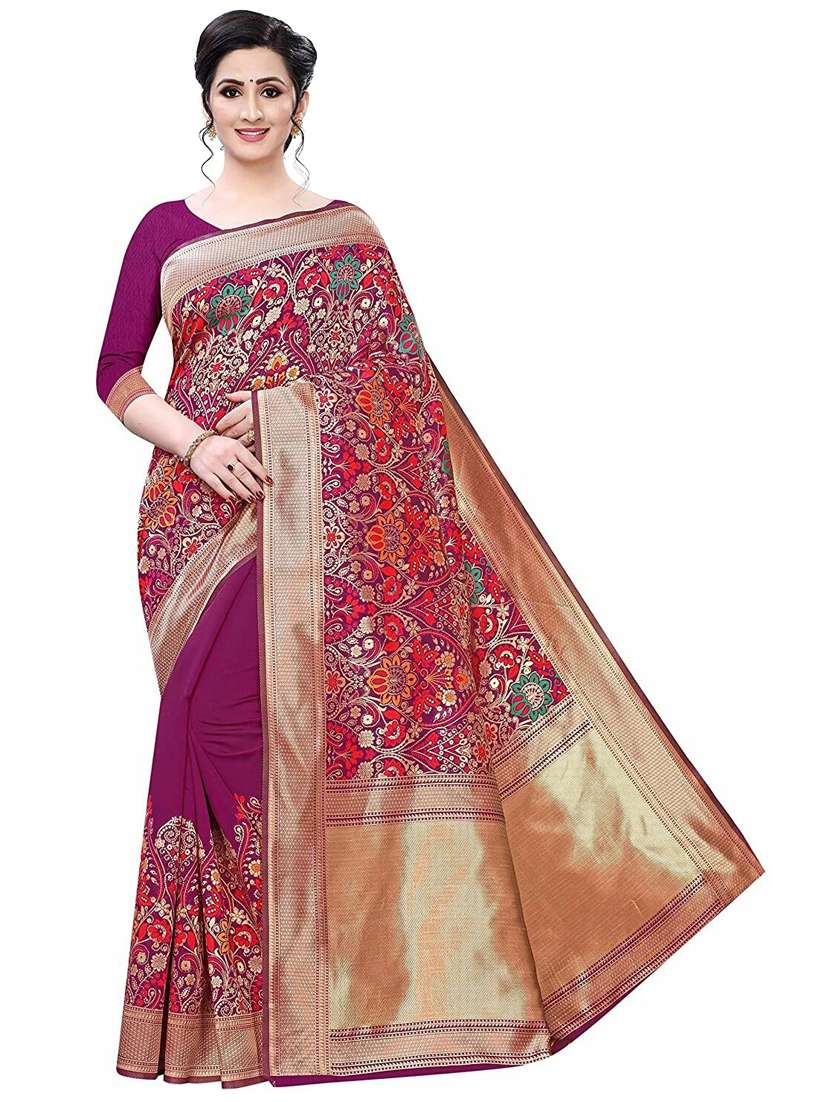 women's self design magenta colored saree with blouse - 20175659 -  Zoom Image - 0