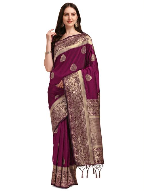 women's self design purple colored saree with blouse - 20175774 - Standard Image - 0