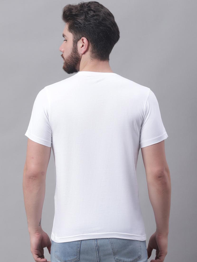 white printed round neck t-shirt - 20178267 - Standard Image - 2