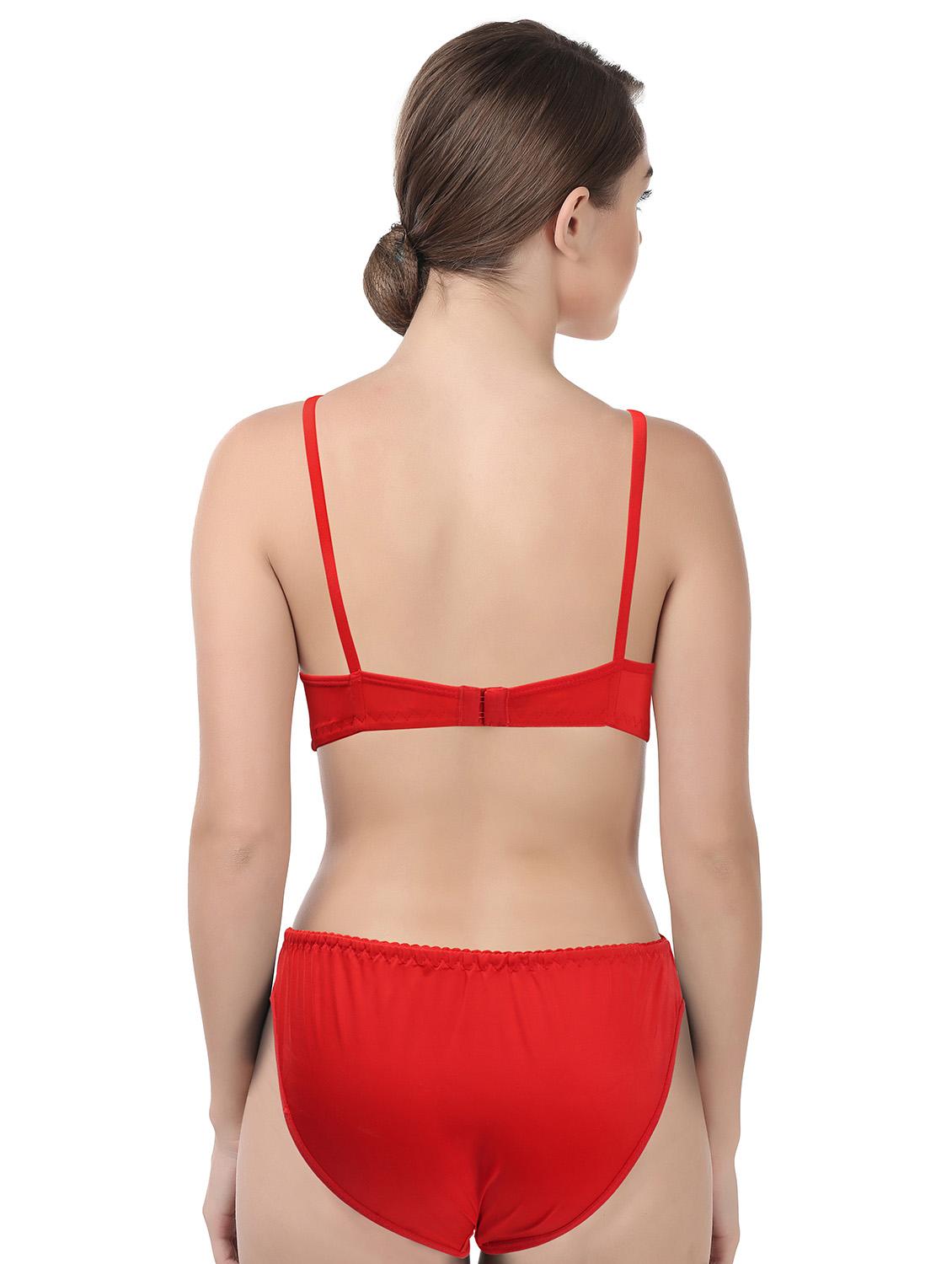 red laced detailed bra and panty set - 20178327 - Standard Image - 2
