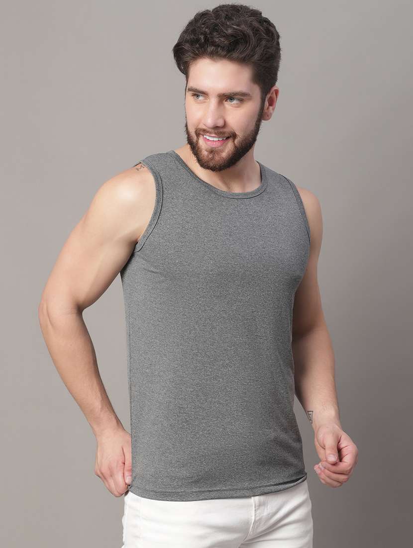 round neck solid vest - 20178445 - Standard Image - 2
