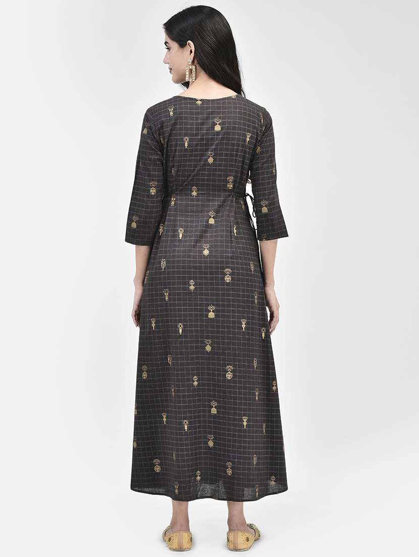 women checkered a-line ethnic dress - 20178549 -  Standard Image - 2